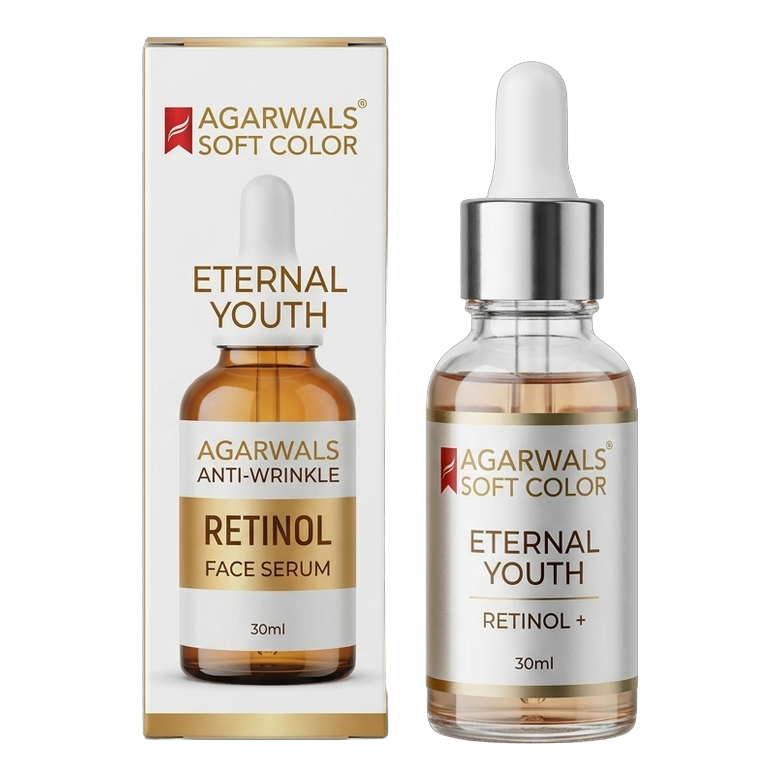 Retinol - Eternal Youth Face Serum Packaging Box and Dropper Bottle