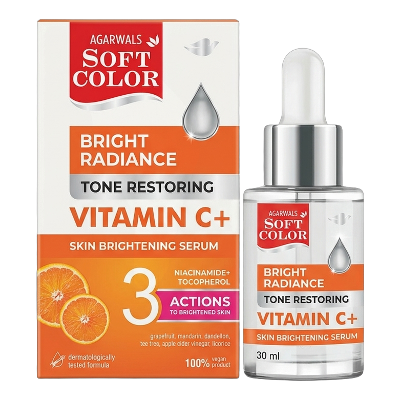 Vitamin C - Bright Radiance Face Serum Packaging Box and Dropper Bottle